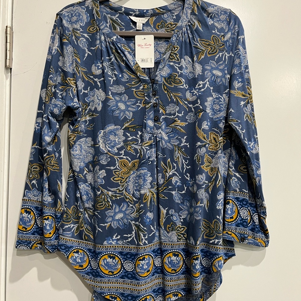 Lucky Brand Blue Floral Blouse